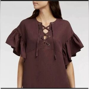 Ulla Johnson Marianne Twill Lace-Up Shift Dress